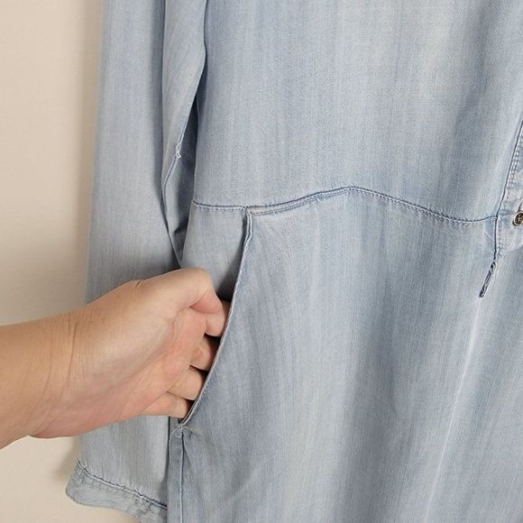 Cato Chambray Light Wash Button Up Long Sleeves Straight Fit Dress Size S - Picture 6 of 11